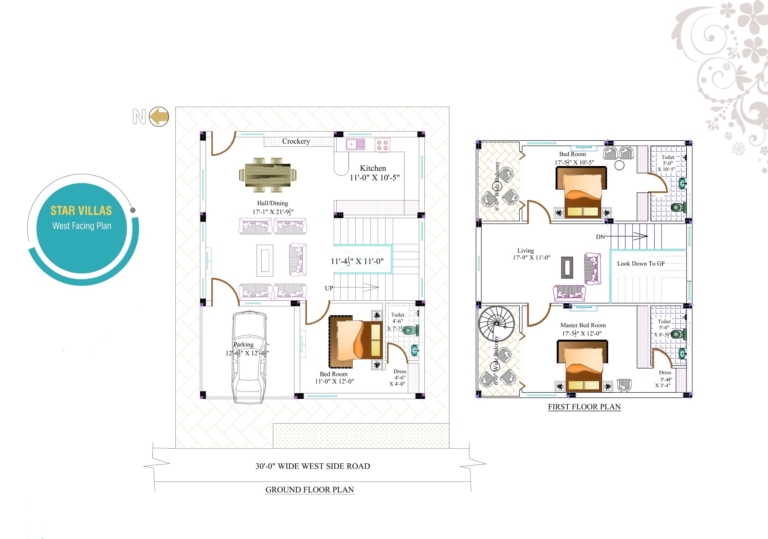 3BHK Duplex Villa West Facing 2158 SFT 185 SQ.YDS